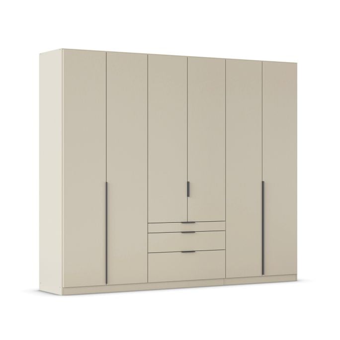 Kledingkast Abbey B270xH229 Champagne, 6 deuren, 3 laden incl, 6 legplanken en 3 roedes