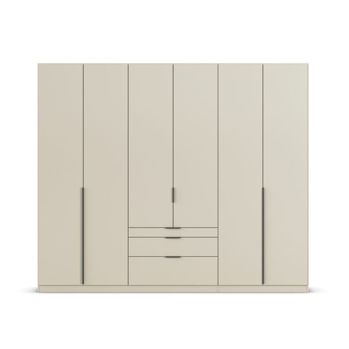 Kledingkast Abbey B270xH229 Champagne, 6 deuren, 3 laden incl, 6 legplanken en 3 roedes