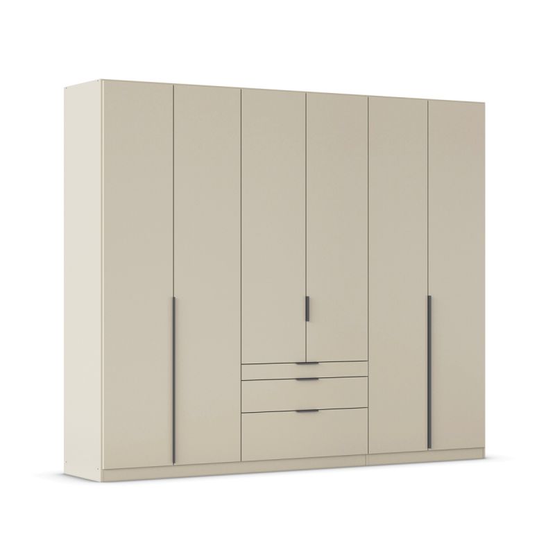 Kledingkast Abbey B270xH229 Champagne, 6 deuren, 3 laden incl, 6 legplanken en 3 roedes