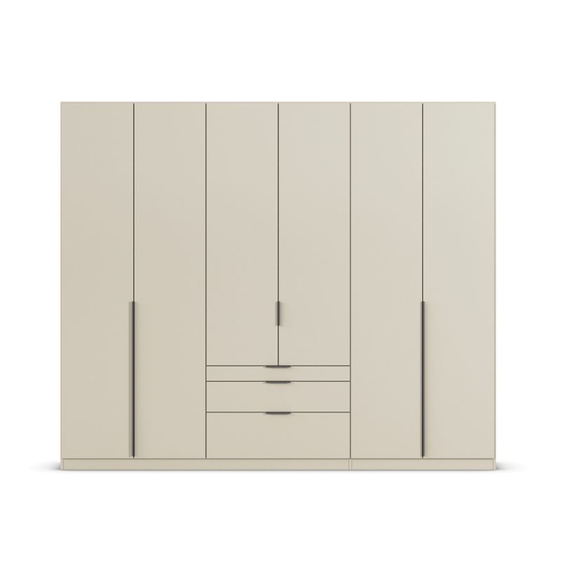 Kledingkast Abbey B270xH229 Champagne, 6 deuren, 3 laden incl, 6 legplanken en 3 roedes
