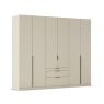 Kledingkast Abbey B270xH229 Champagne, 6 deuren, 3 laden incl, 6 legplanken en 3 roedes