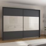 Kledingkast Quadro B226xH229 Grijs Metallic/champagne glas incl. 4 legplanken en 2 roedes