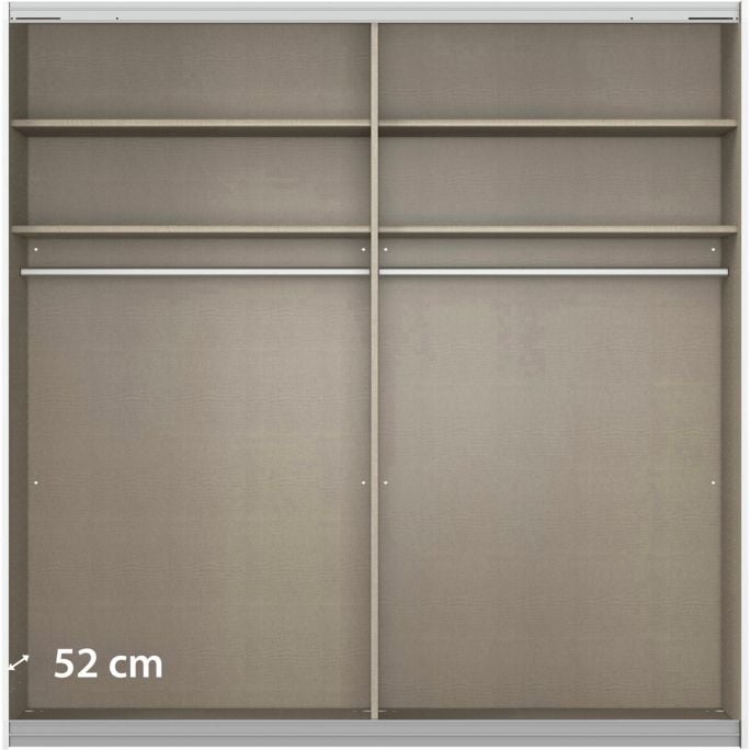 Kledingkast Quadro B226xH229 Grijs Metallic/champagne glas incl. 4 legplanken en 2 roedes