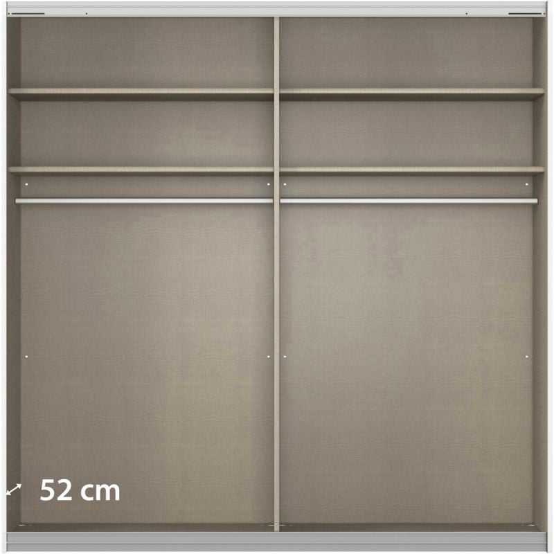 Kledingkast Quadro B226xH229 Grijs Metallic/champagne glas incl. 4 legplanken en 2 roedes