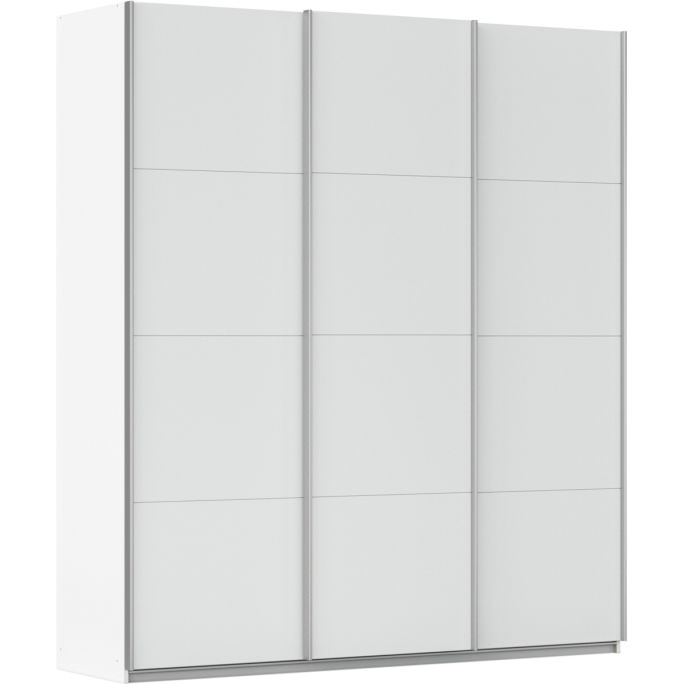 Kledingkast Kick 203 x 229 cm Alpinewit met aluminiumkleur greeplijst