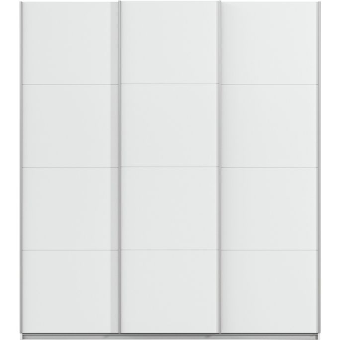 Kledingkast Kick 203 x 229 cm Alpinewit met aluminiumkleur greeplijst