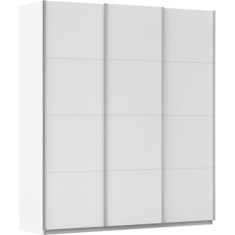 Kledingkast Kick 203 x 229 cm Alpinewit met aluminiumkleur greeplijst
