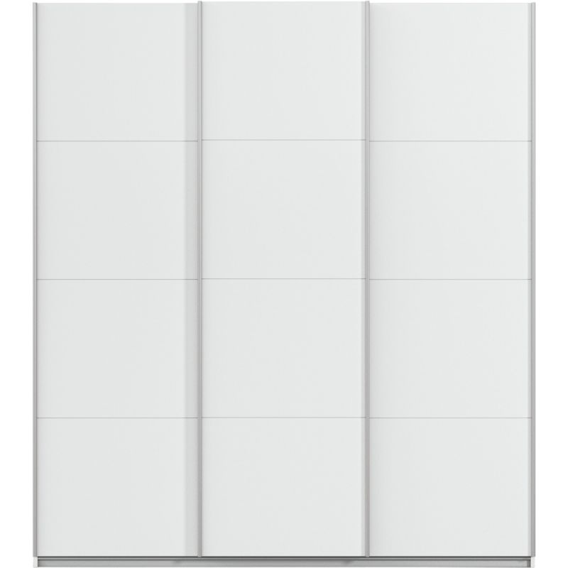 Kledingkast Kick 203 x 229 cm Alpinewit met aluminiumkleur greeplijst