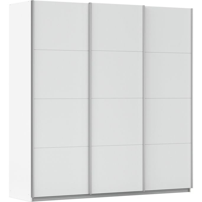 Kledingkast Kick 203 x 210 cm Alpinewit met aluminiumkleur greeplijst