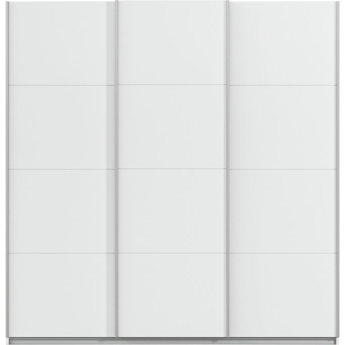 Kledingkast Kick 203 x 210 cm Alpinewit met aluminiumkleur greeplijst