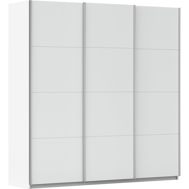 Kledingkast Kick 203 x 210 cm Alpinewit met aluminiumkleur greeplijst
