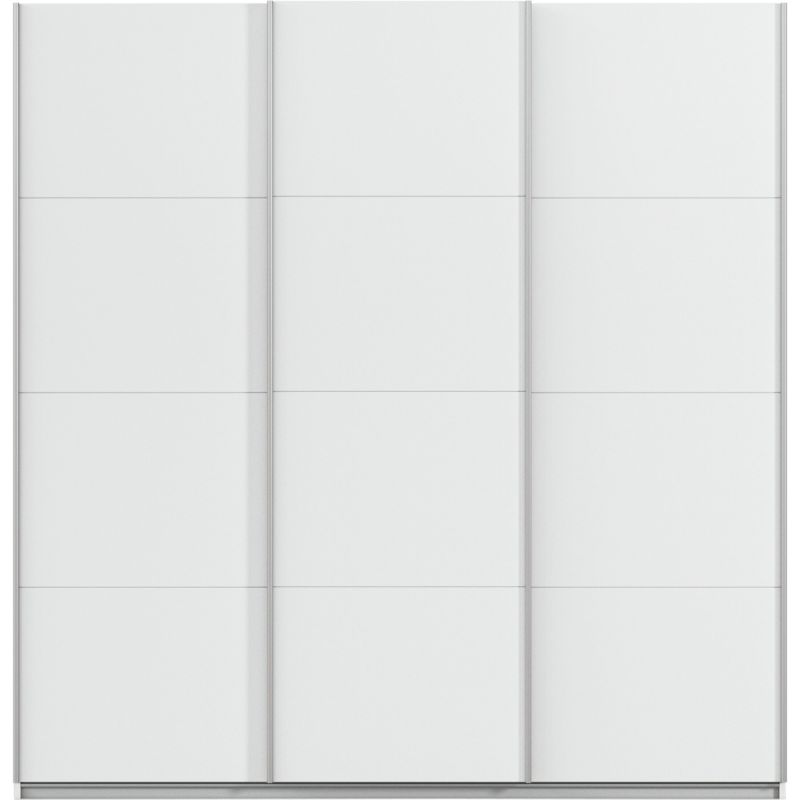 Kledingkast Kick 203 x 210 cm Alpinewit met aluminiumkleur greeplijst
