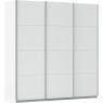 Kledingkast Kick 203 x 210 cm Alpinewit met aluminiumkleur greeplijst