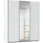 Kledingkast Kick 203 x 229 cm Alpinewit met 1 spiegeldeur en aluminiumkleur greeplijst