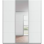 Kledingkast Kick 203 x 229 cm Alpinewit met 1 spiegeldeur en aluminiumkleur greeplijst