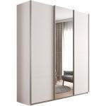 Kledingkast Kick 203 x 229 cm Alpinewit met 1 spiegeldeur en aluminiumkleur greeplijst