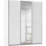 Kledingkast Kick 203 x 229 cm Alpinewit met 1 spiegeldeur en aluminiumkleur greeplijst