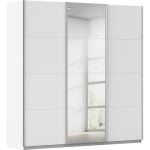 Kledingkast Kick 203 x 210 cm Alpinewit met 1 spiegeldeur en aluminiumkleur greeplijst