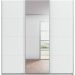 Kledingkast Kick 203 x 210 cm Alpinewit met 1 spiegeldeur en aluminiumkleur greeplijst