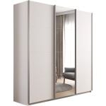 Kledingkast Kick 203 x 210 cm Alpinewit met 1 spiegeldeur en aluminiumkleur greeplijst