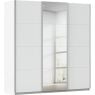 Kledingkast Kick 203 x 210 cm Alpinewit met 1 spiegeldeur en aluminiumkleur greeplijst