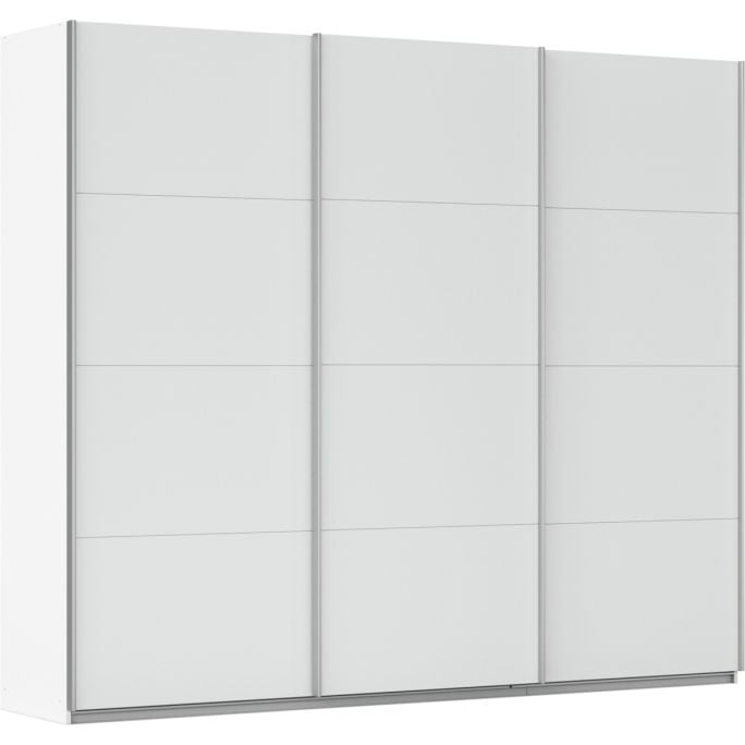 Kledingkast Kick 271 x 229 cm Alpinewit met aluminiumkleur greeplijst