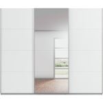 Kledingkast Kick 271 x 229 cm Alpinewit met 1 spiegeldeur en aluminiumkleur greeplijst