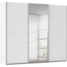 Kledingkast Kick 271 x 229 cm Alpinewit met 1 spiegeldeur en aluminiumkleur greeplijst