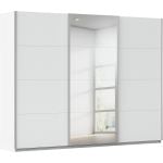 Kledingkast Kick 271 x 210 cm Alpinewit met 1 spiegeldeur en aluminiumkleur greeplijst