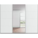 Kledingkast Kick 271 x 210 cm Alpinewit met 1 spiegeldeur en aluminiumkleur greeplijst