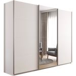 Kledingkast Kick 271 x 210 cm Alpinewit met 1 spiegeldeur en aluminiumkleur greeplijst