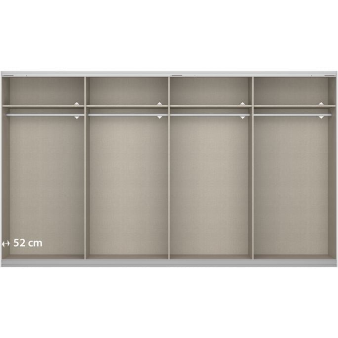 Kledingkast Kick 360 x 210 cm Alpinewit met aluminiumkleur greeplijst