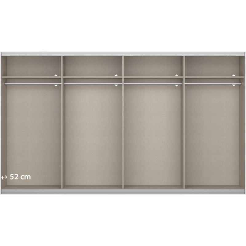Kledingkast Kick 360 x 210 cm Alpinewit met aluminiumkleur greeplijst