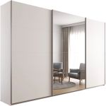 Kledingkast Kick 360 x 229 cm Alpinewit met 1 spiegeldeur en aluminiumkleur greeplijst