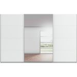 Kledingkast Kick 360 x 229 cm Alpinewit met 1 spiegeldeur en aluminiumkleur greeplijst