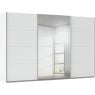 Kledingkast Kick 360 x 229 cm Alpinewit met 1 spiegeldeur en aluminiumkleur greeplijst