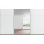 Kledingkast Kick 360 x 210 cm Alpinewit met 1 spiegeldeur en aluminiumkleur greeplijst