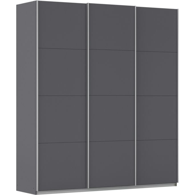 Kledingkast Kick 203 x 229 cm Grijs metallic met aluminiumkleur greeplijst