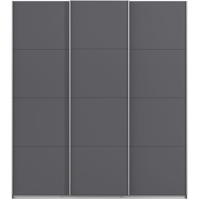 Kledingkast Kick 203 x 229 cm Grijs metallic met aluminiumkleur greeplijst