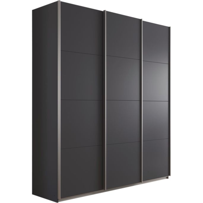 Kledingkast Kick 203 x 229 cm Grijs metallic met aluminiumkleur greeplijst
