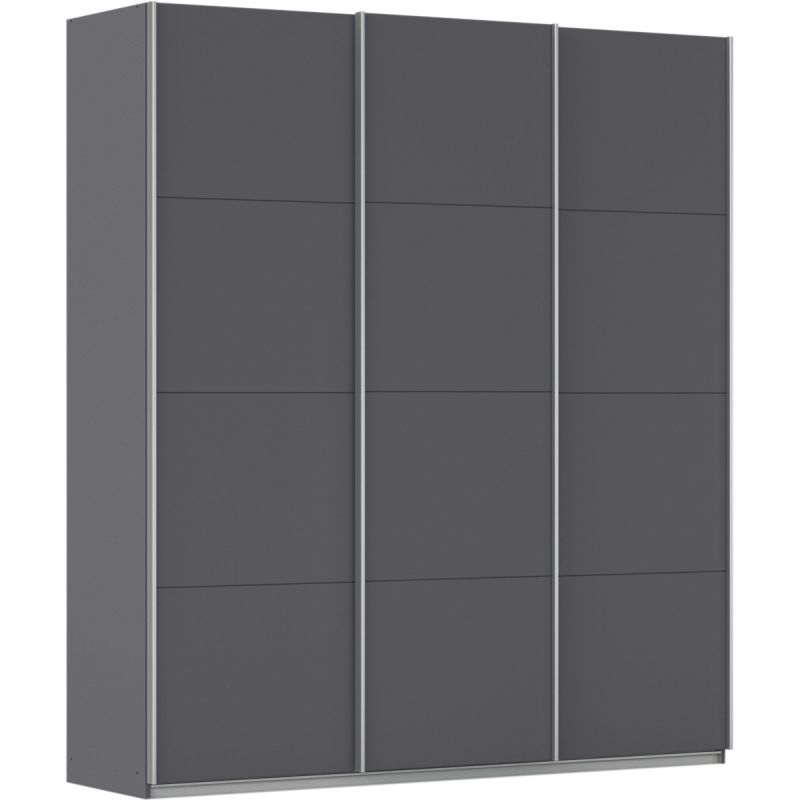 Kledingkast Kick 203 x 229 cm Grijs metallic met aluminiumkleur greeplijst