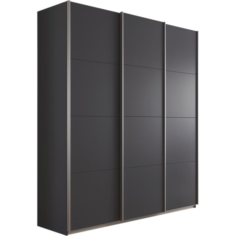 Kledingkast Kick 203 x 229 cm Grijs metallic met aluminiumkleur greeplijst