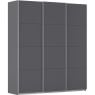 Kledingkast Kick 203 x 229 cm Grijs metallic met aluminiumkleur greeplijst