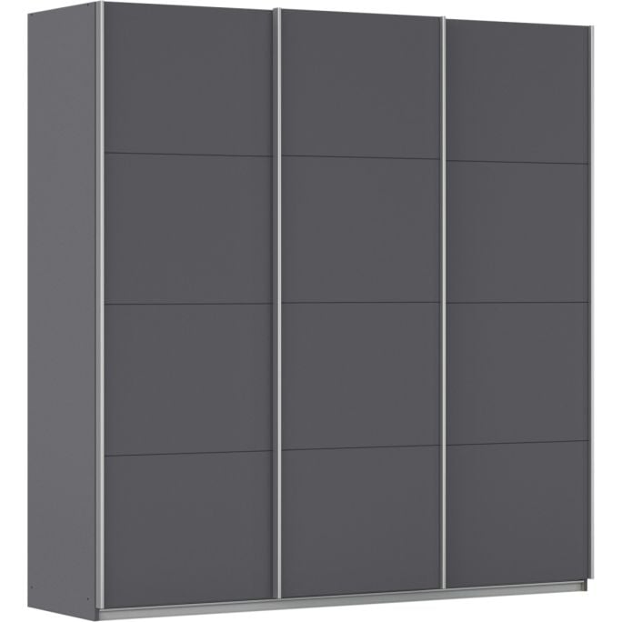 Kledingkast Kick 203 x 210 cm Grijs metallic met aluminiumkleur greeplijst
