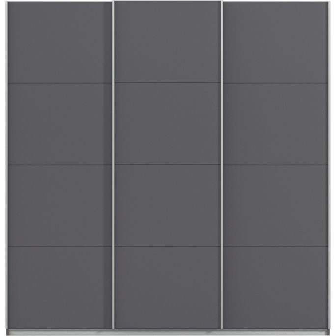 Kledingkast Kick 203 x 210 cm Grijs metallic met aluminiumkleur greeplijst