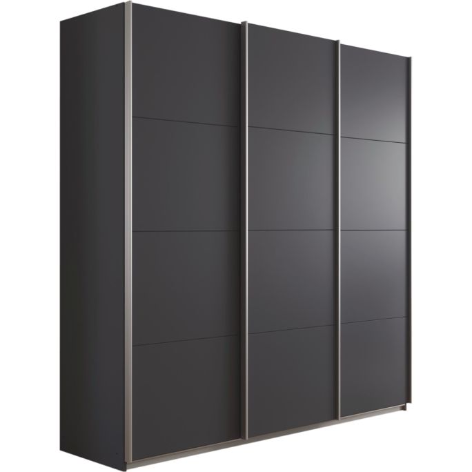 Kledingkast Kick 203 x 210 cm Grijs metallic met aluminiumkleur greeplijst