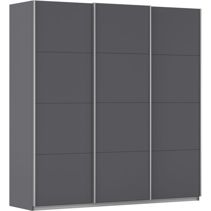 Kledingkast Kick 203 x 210 cm Grijs metallic met aluminiumkleur greeplijst