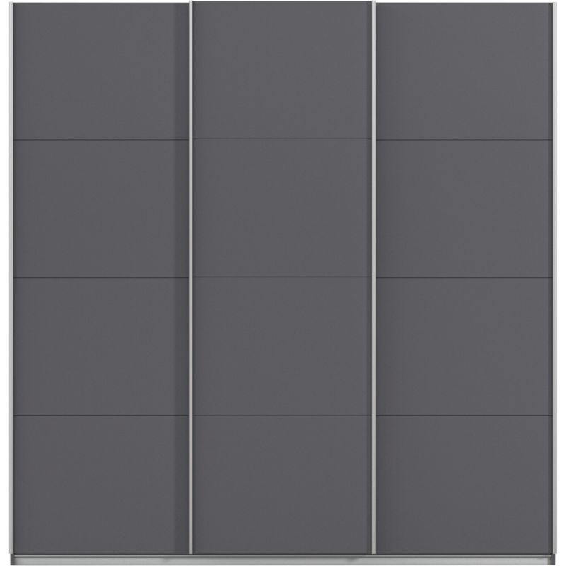 Kledingkast Kick 203 x 210 cm Grijs metallic met aluminiumkleur greeplijst