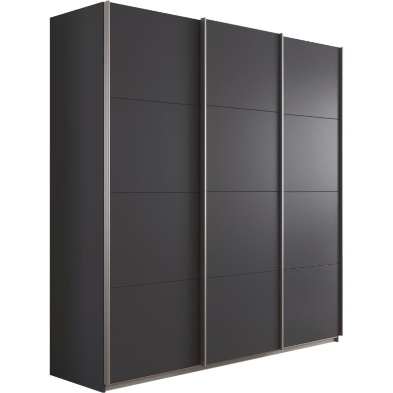 Kledingkast Kick 203 x 210 cm Grijs metallic met aluminiumkleur greeplijst