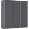 Kledingkast Kick 203 x 210 cm Grijs metallic met aluminiumkleur greeplijst